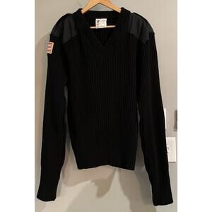 Stars and Stripes Woolover Sweater Military‎ Security USA Made Large Note